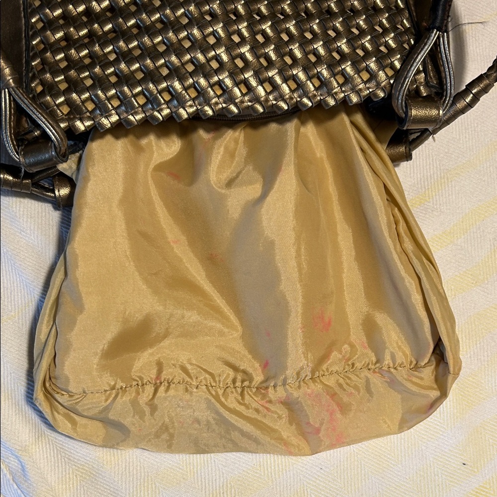 Liz Claiborne Woven Metallic Bronze colored Shoulder Bag Y2K - Picture 5 of 15